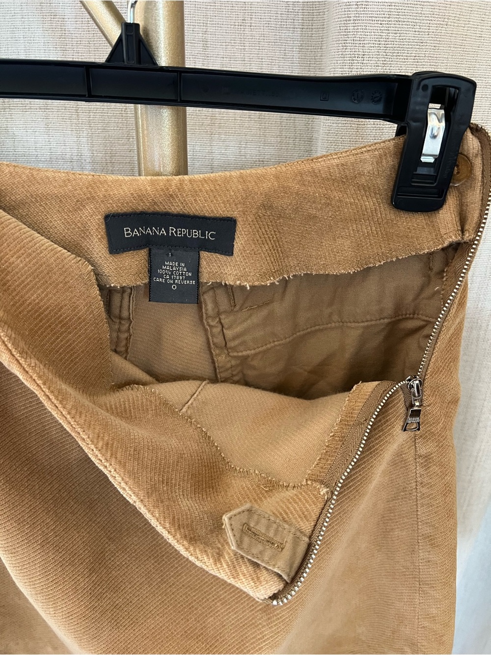Banana Republic Size 0 Camel Corduroy Mini Skirt 100% Cotton Fall - Picture 4 of 8